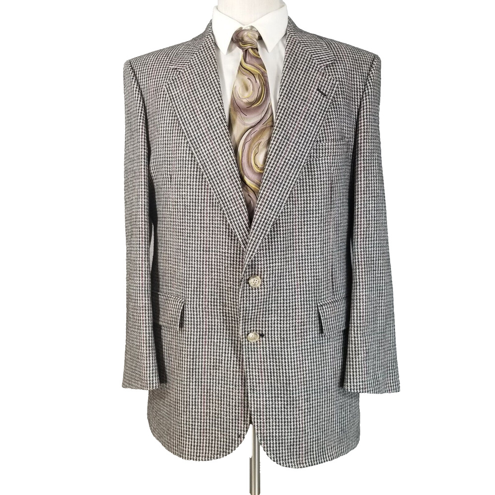Evan Picone Jacket Sports Coat Mens 44L Brown Tweed Wool Vintage USA